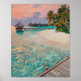 熱帯ビーチの目的地モルディブのポスター ポスター