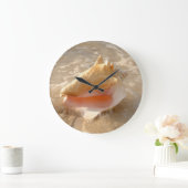 熱帯ビーチの砂のコンシュの貝 ラージ壁時計 (ホーム)