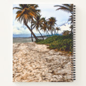 熱帯ビーチの砂のヤシの木がパーソナライズ ノートブック (裏面)