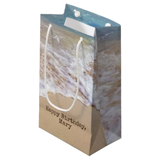 熱帯ビーチの砂浜 スモールペーパーバッグ (正面アングル)