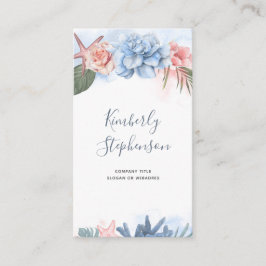 熱帯ビーチの花とヒトデの珊瑚 名刺