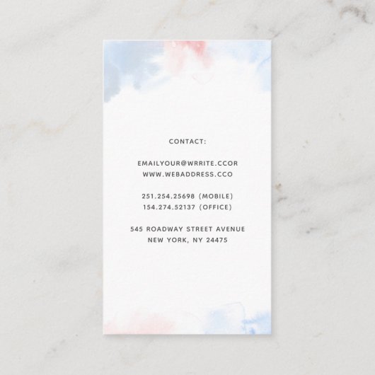 熱帯ビーチの花とヒトデの珊瑚 名刺 (裏面)