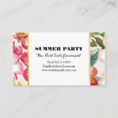 熱帯ビーチの花の行先の結婚式 名刺 (裏面)