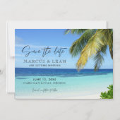 熱帯ビーチの行き先結婚式が日付を救う マグネット招待状 (正面)