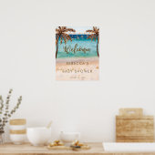 熱帯ビーチの赤ちゃんシャワー歓迎の看板ポスター ポスター (キッチン)