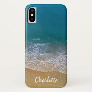 熱帯ビーチの青い海の砂波の名前 iPhone X ケース
