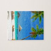 熱帯ビーチの願いカスタムな郵便はがきここにいました ジグソーパズル (横)