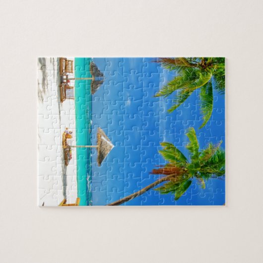熱帯ビーチの願いカスタムな郵便はがきここにいました ジグソーパズル (横)