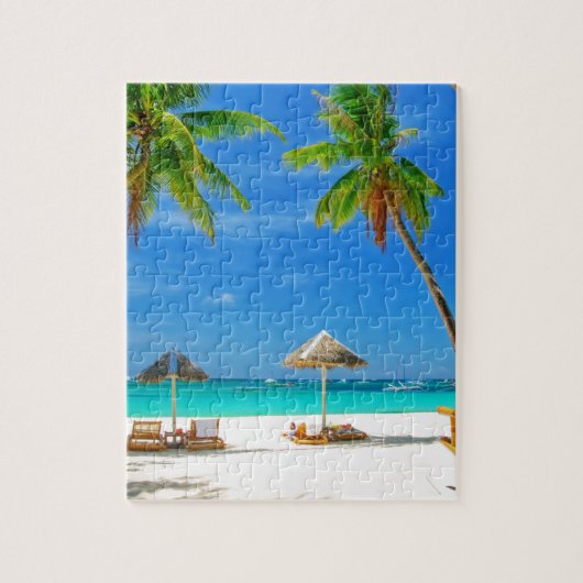 熱帯ビーチの願いカスタムな郵便はがきここにいました ジグソーパズル (縦)