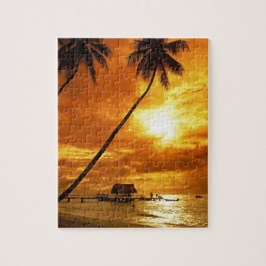 熱帯ビーチの願いカスタムな郵便はがきここにいました ジグソーパズル (縦)