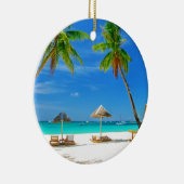 熱帯ビーチの願いカスタムな郵便はがきここにいました セラミックオーナメント (右)