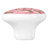 熱帯ビーチの鳥のピンクのフラミンゴ セラミックノブ (側面)