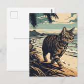 熱帯ビーチのAmerican-Shorthair-Cat ポストカード (正面/裏面)