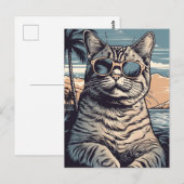 熱帯ビーチのAmerican-Shorthair-Cat ポストカード (正面/裏面)
