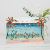 熱帯ビーチは私のグルームスマンのプロポーズカード サンキューカード (スタンド正面)