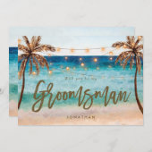 熱帯ビーチは私のグルームスマンのプロポーズカード サンキューカード (正面/裏面)
