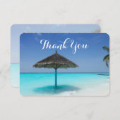 熱帯ビーチわらぶき傘あり サンキューカード (正面/裏面)
