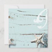 熱帯ビーチアクアブルーシーシェルヒトデ結婚ィス 招待状 (裏面)