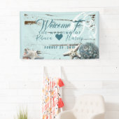 熱帯ビーチアクアブルー結婚シーシェル 横断幕 (インサイチュ)