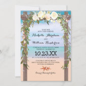 熱帯ビーチアーバーフローラライト結婚ズ 招待状 (正面)