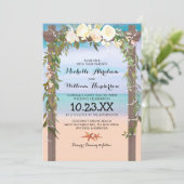 熱帯ビーチアーバーフローラライト結婚ズ 招待状 (スタンド正面)