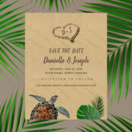 熱帯ビーチウミガメの結婚式の日付を保存