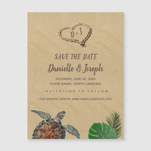 熱帯ビーチウミガメの結婚式の日付を保存 (正面)