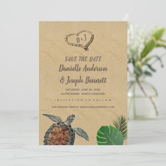 熱帯ビーチウミガメの結婚式の日付を保存 セーブザデート (スタンド正面)