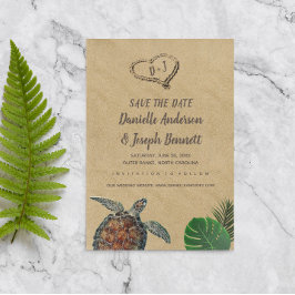 熱帯ビーチウミガメの結婚式の日付を保存 セーブザデート