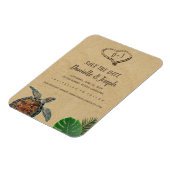 熱帯ビーチウミガメの結婚式の日付を保存 マグネット (左側)