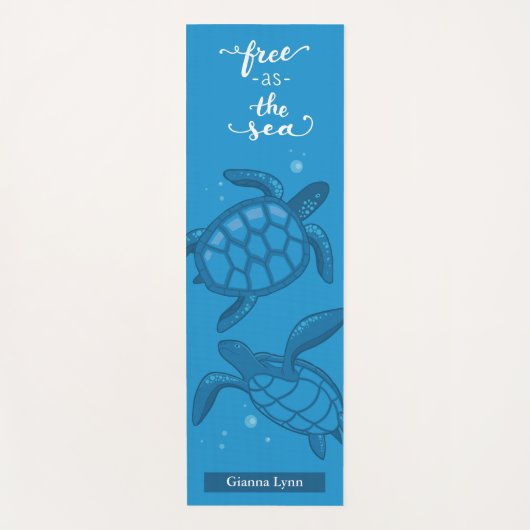 熱帯ビーチウミガメパーソナライズされた ヨガマット (正面)