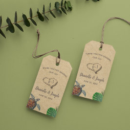 熱帯ビーチウミガメ結婚ズ ギフトタグ