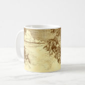 熱帯ビーチエッチングヴィンテージヤシの木マグ コーヒーマグカップ (正面左)