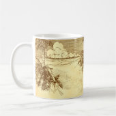 熱帯ビーチエッチングヴィンテージヤシの木マグ コーヒーマグカップ (左)