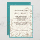 熱帯ビーチオーキッドフローラヴィンテージブライダルシャワー 招待状 (正面/裏面)