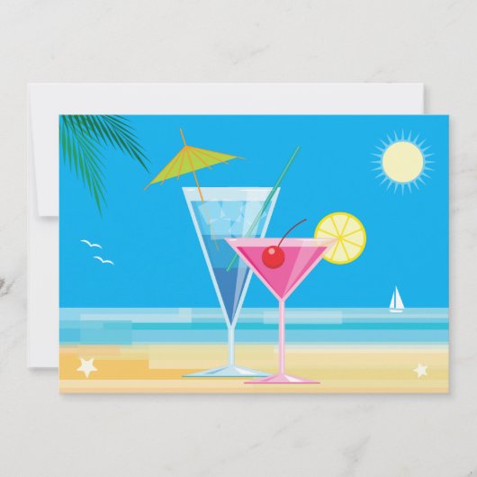 熱帯ビーチカップルのシャワー招待状 招待状 (正面)