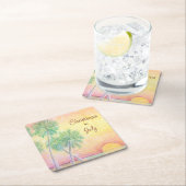 熱帯ビーチカラフルクリスマス(7月パーティー) スクエアペーパーコースター (インサイチュ)