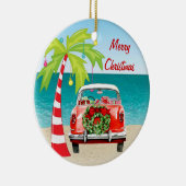 熱帯ビーチクラシックな車のクリスマスのオーナメント セラミックオーナメント (右)