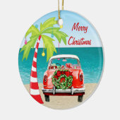 熱帯ビーチクラシックな車のクリスマスのオーナメント セラミックオーナメント (左)