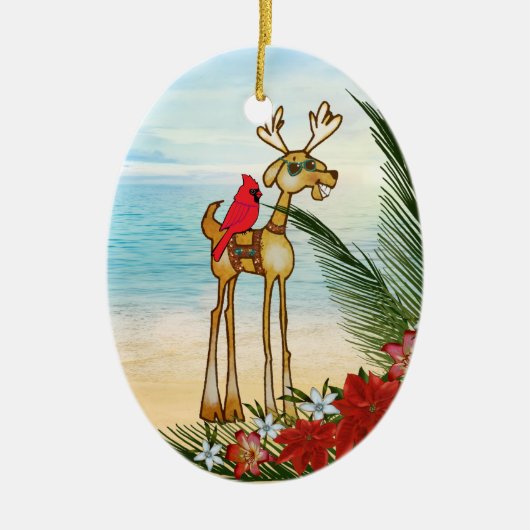 熱帯ビーチクリスマスオーナメント セラミックオーナメント (正面)
