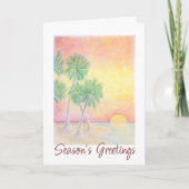 熱帯ビーチクリスマスサンセットパームツリーズ カード (正面)