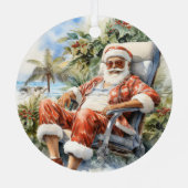 熱帯ビーチクリスマスサンタファーザー メタルオーナメント (裏面)