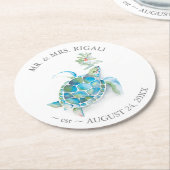 熱帯ビーチクリスマスシーカメ ラウンドペーパーコースター (アングル)