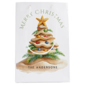 熱帯ビーチクリスマスツリー ミディアムペーパーバッグ (正面)