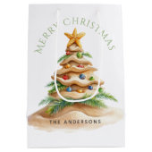 熱帯ビーチクリスマスツリー ミディアムペーパーバッグ (裏面)