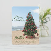熱帯ビーチクリスマスツリー |休日の写真カード シーズンカード (スタンド正面)