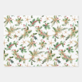 熱帯ビーチクリスマスヒトデとホリー ラッピングペーパーシート (正面)