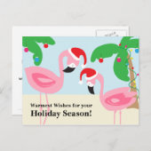 熱帯ビーチクリスマスフラミンゴ シーズンポストカード (正面/裏面)