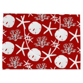 熱帯ビーチクリスマスレッドサンドドルスターフィッシュ ラージペーパーバッグ (裏面)