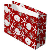 熱帯ビーチクリスマスレッドサンドドルスターフィッシュ ラージペーパーバッグ (正面アングル)